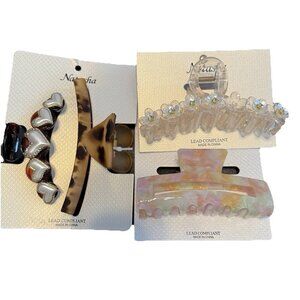 Natasha Women's Lot of 4 Hair Claw Multicolor Aesthetic Flower Heart Trendy NWT